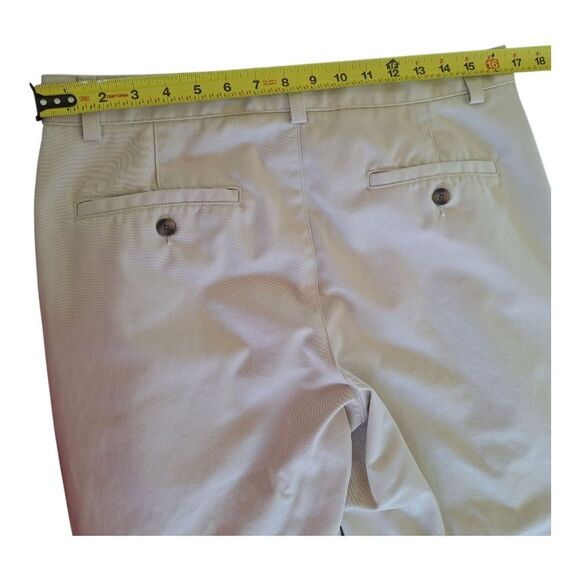 Eddie Bauer Mens Khaki Chino Pants Size 34 LONG FLat Front 100% Cotton Twill - Picture 9 of 14